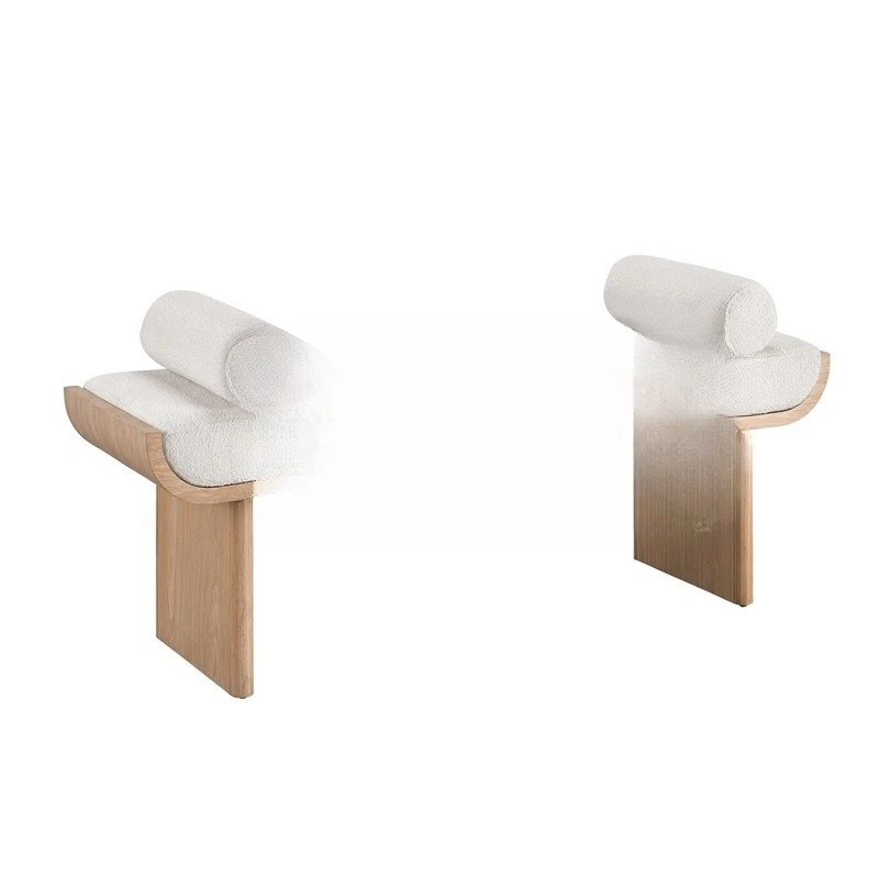 

Nordic creative solid wood bedside stool, simple lamb wool fabric shoe stool shopping mall