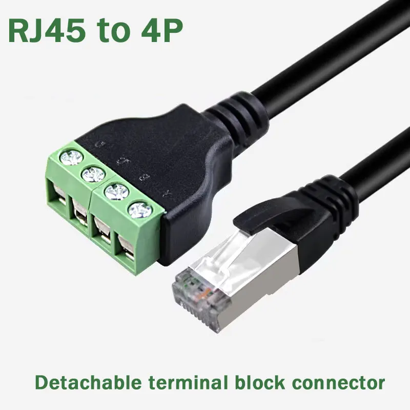 RJ45 to 4pin terminal block male to female socket no soldering required extension cable network cable terminal block with wire
