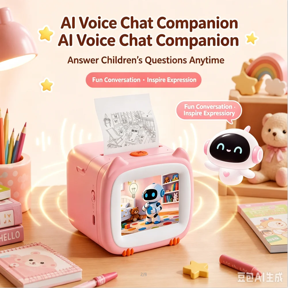 AI Voice Sticker Printer for Kids - DIY Crafts Maker Inkless Thermal Birthday Gift for Boy & Girl Graffiti Toy