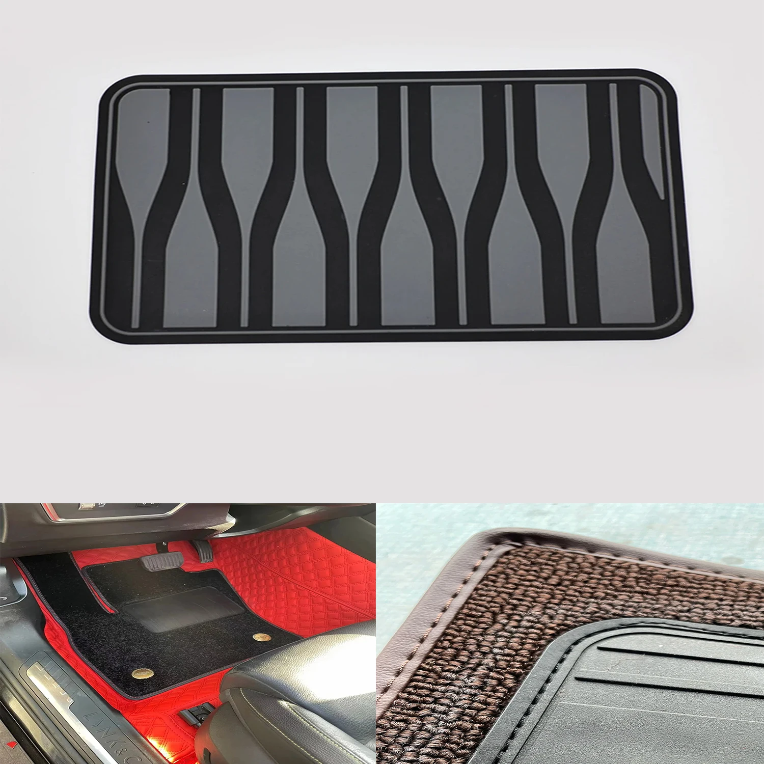 Silica Gel Car Floor Pad Heel Foot Mat Pedal Patch Black PVC Waterproof Auto Anti-skid Pad Universal Interior Accessories