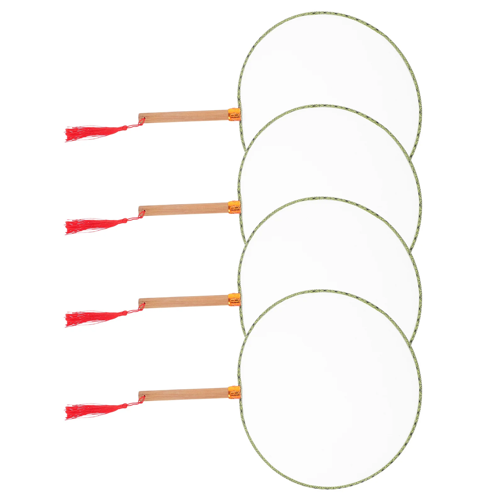 Ventiladores de mano redondos en blanco, mango de bambú pintable, accesorio para manualidades DIY, proyectos de arte de verano para niños, ventilador de refrigeración portátil, 4 Uds.
