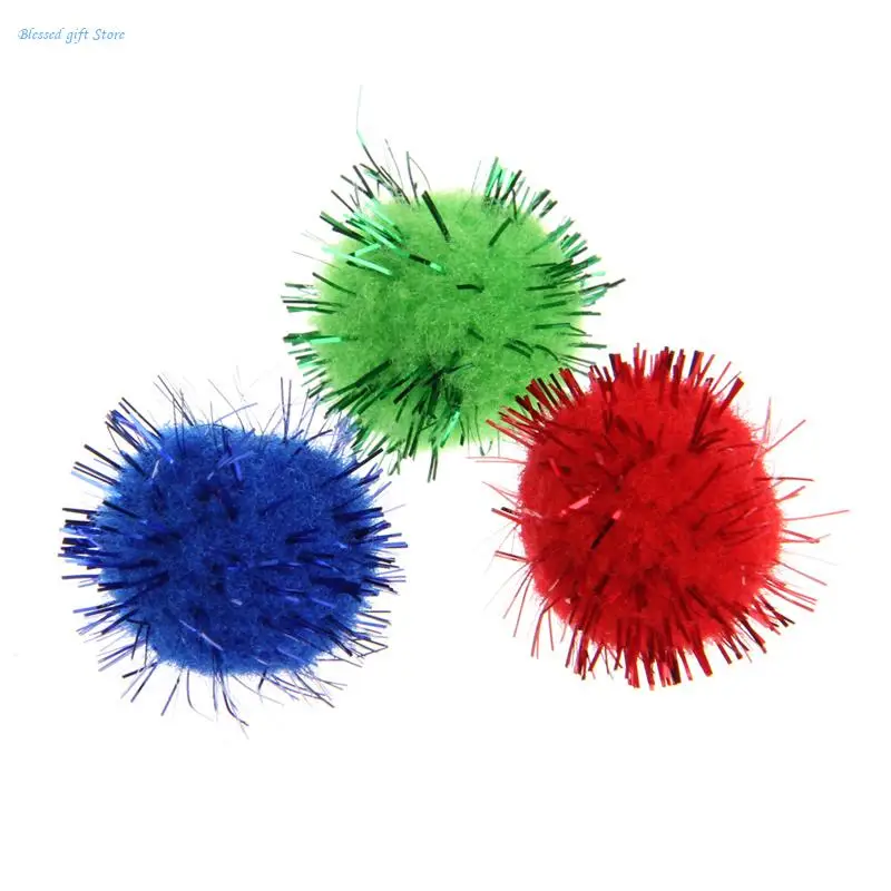 100 unidades coloridas mini brilhantes bolas ouropel pequena bola pom para brinquedos gato