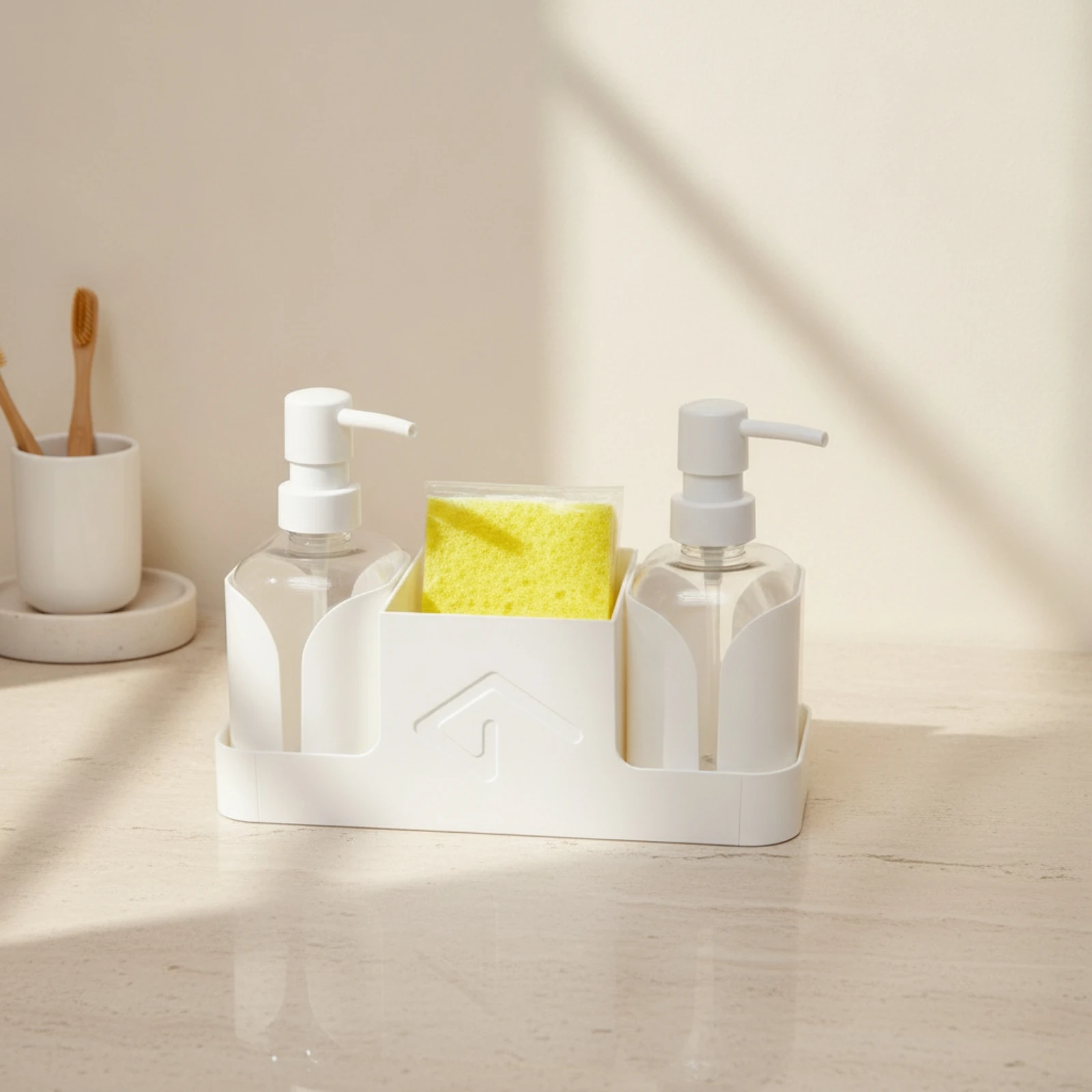 Sink Organizer with Soap Dispenser Countertop Soap Dispenser Organizer Pump-Style Compact
