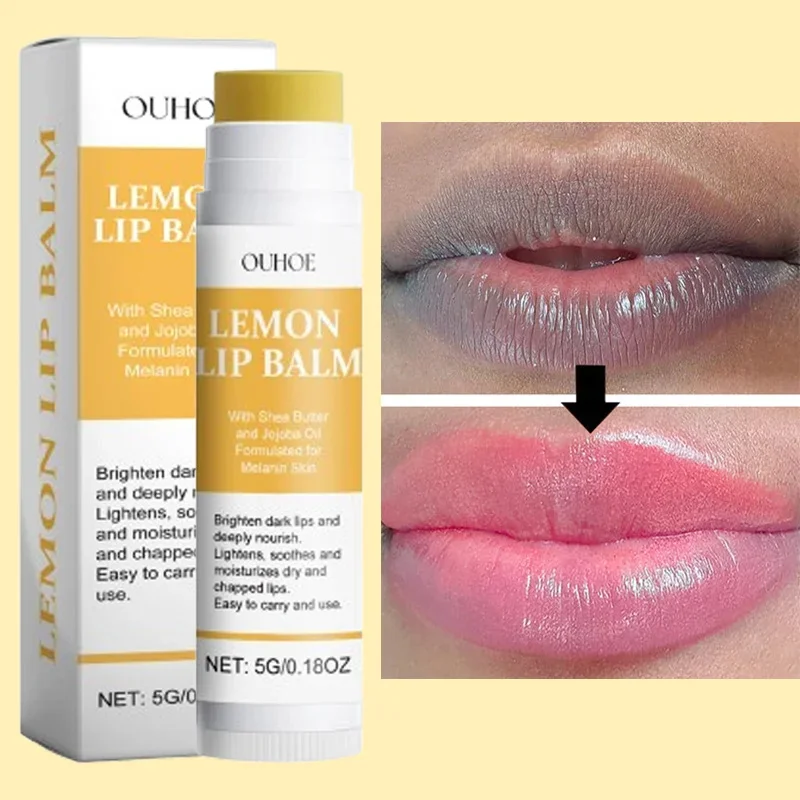 

Lemon Remove Dark Lip Balm Lighten Melanin Anti-Dry Cracked Pink Lips Care Exfoliating Moisturizing Nourishing Beauty Health New