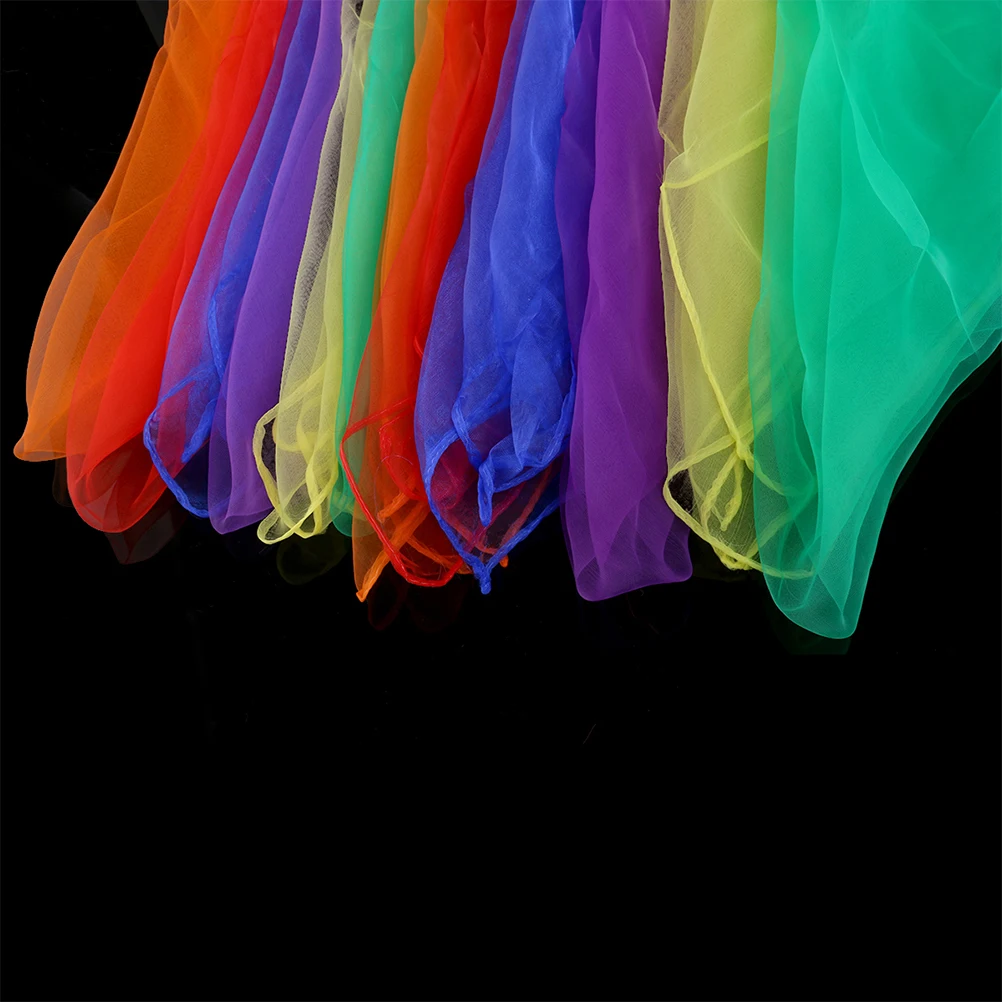 

6PCS Children Dance Scarf Lightweight Comfortable Rainbow Colors Durable Practical Performance Veil Square Cloth