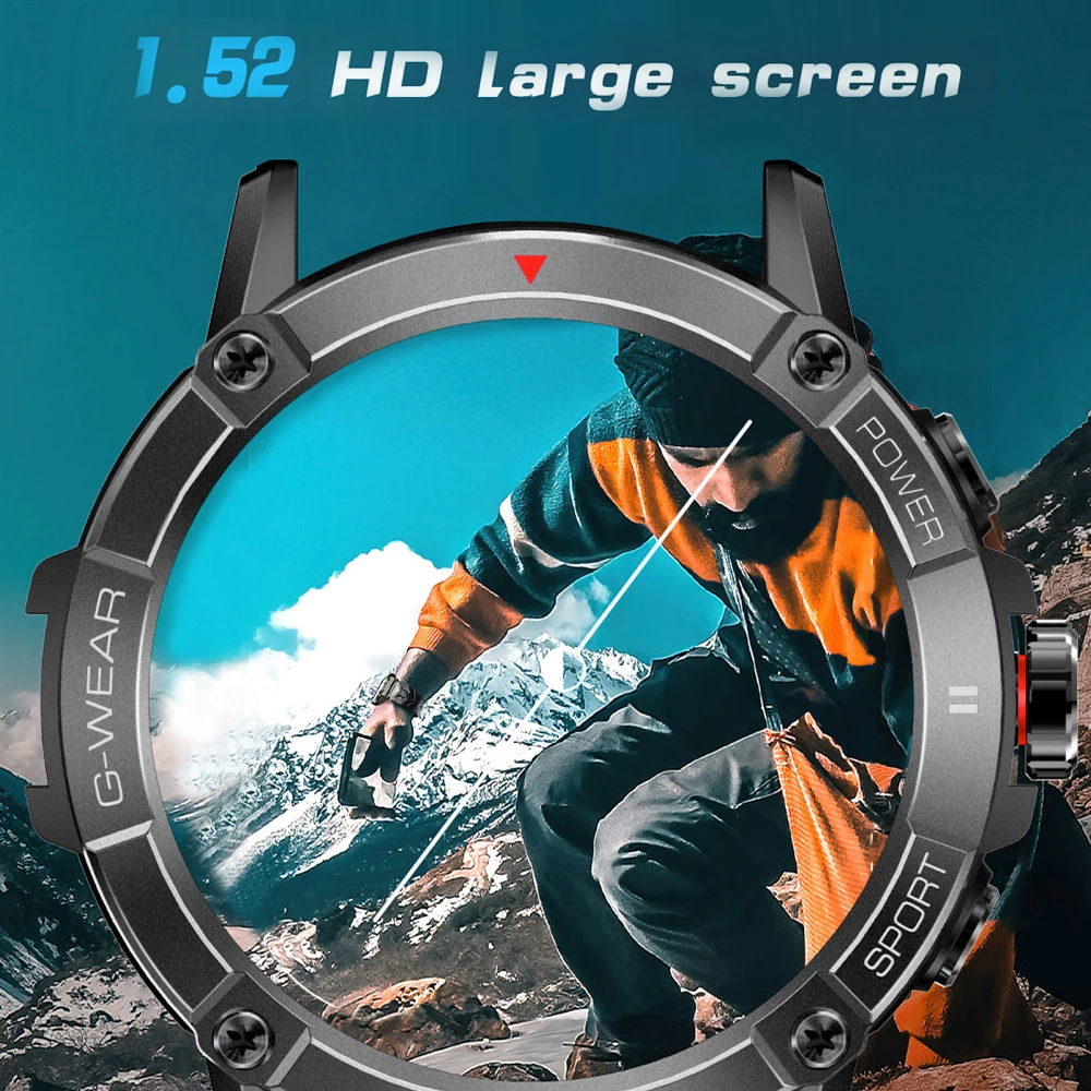 Relógio inteligente para homens, esportes ao ar livre, chamada de dente azul, pulseira de monitoramento de saúde, bateria 400mAh, impermeável 2023 Smartwatch, novo