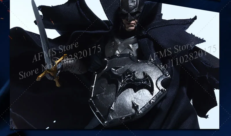 Figura colecionável em escala 1/12, capa de aço da idade média, cavaleiro escuro, batman, acessório de roupas, adequado para bonecas macfarlane diy de 7 espaços