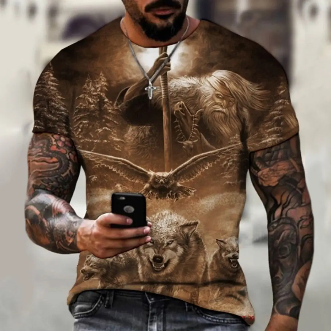 Men\'s Short Sleeve Tops Oversized Tees Shirt Men Design Clothes Tiger Fighting Animal Beast Fierce Lion/leopard 3D Print T-shirt