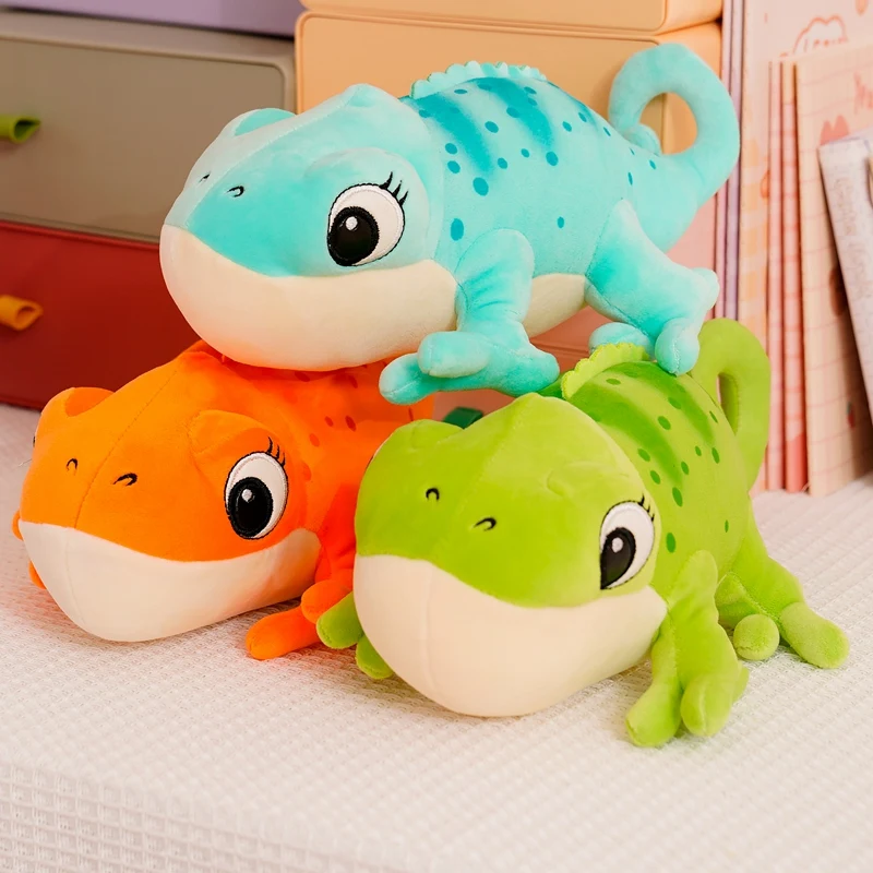 30CM Kawaii Cartoon Chameleon Stuffed Animal Lizard Plush Toy Cute Gecko Plush Doll Handmade Doll Children's Festival Gift