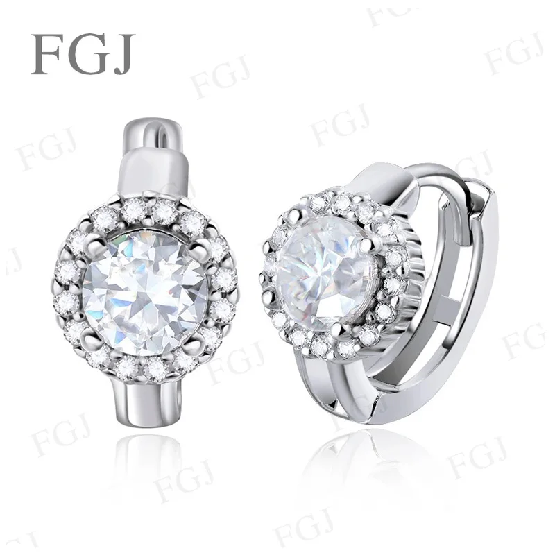 Klassische Echt-Diamant-Creolen mit echtem D-Farben-Moissanit für Damen, Hochzeit, Verlobung, Party, S925 Sterlingsilber, edler Schmuck, Geschenk – Detail 3