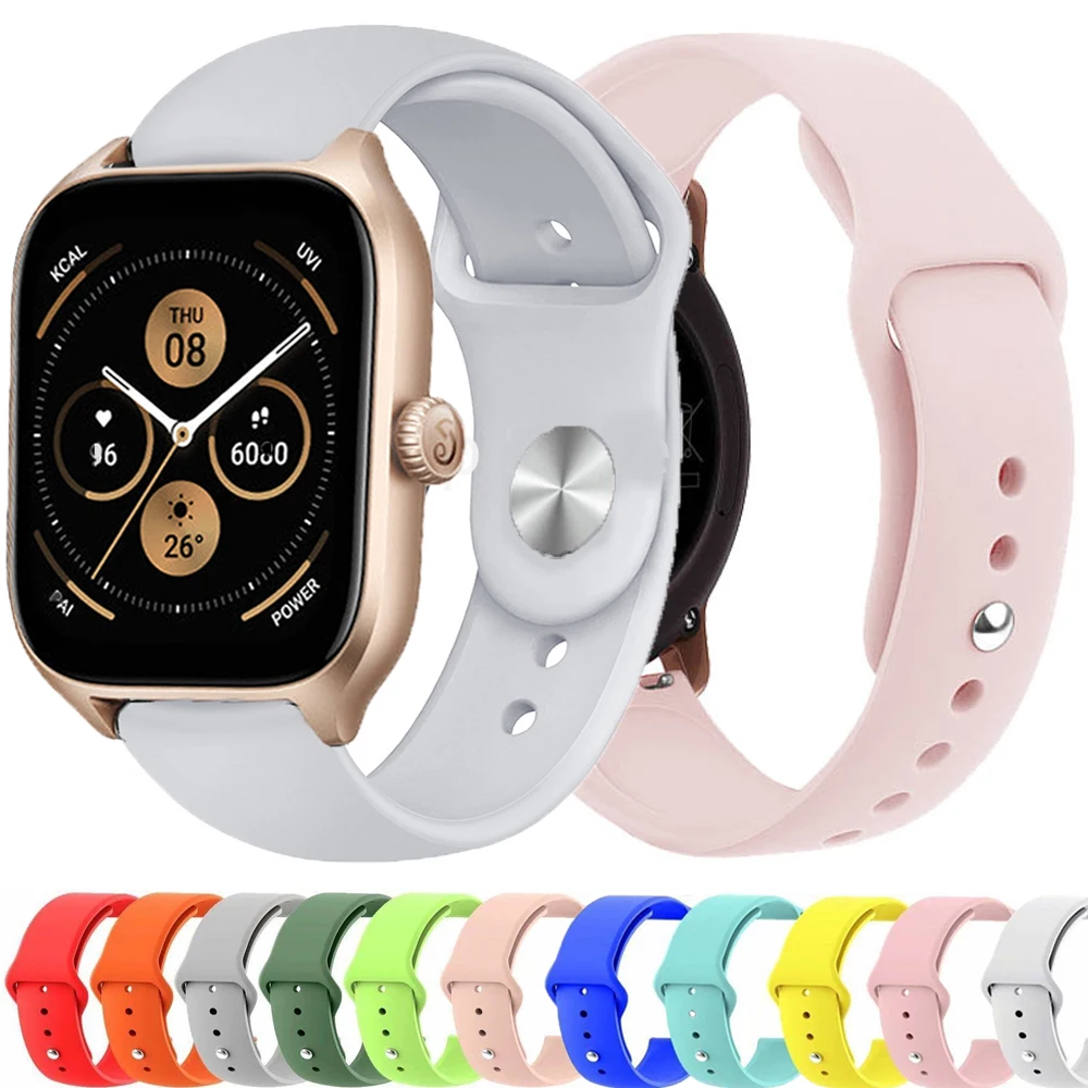 Ремешок 20/22 мм для Amazfit GTS 3/2/GTS2 Mini/GTR 47 мм/42 мм/GTR3/3Pro/GTR2/2e/stratos 2/3 Спортивный силиконовый браслет Amazfit bip ремешок