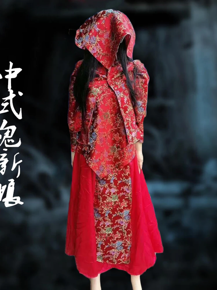 

loween Terroristic Ghost Bride Body Prop Scary Room Escape Chinese Sle Decoration Costume Accories for Par Performance
