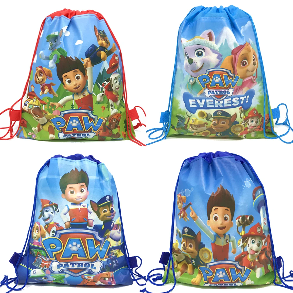 Paw Patrol Gift Bag Non-woven Kids Boys Birthday Party Gift Shopping Bag Drawstring Backpack Festival Christmas Party Supplies