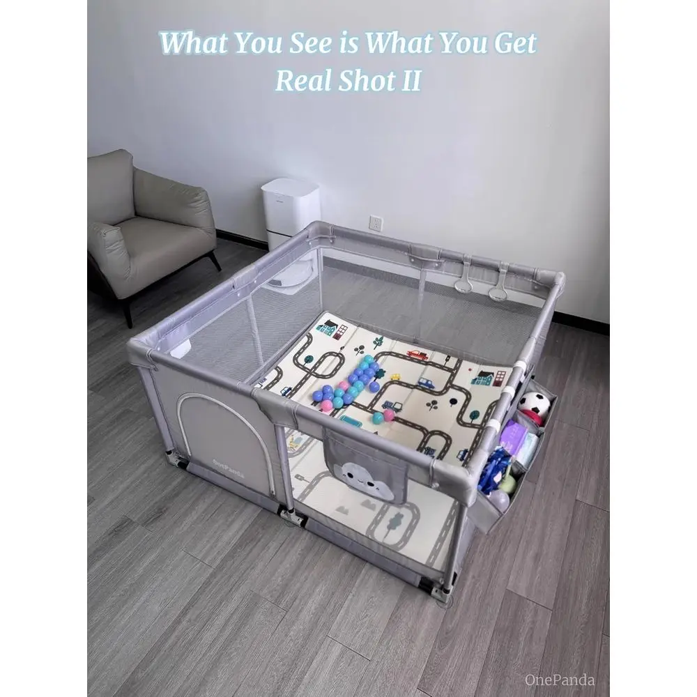 روضة أطفال كبيرة مقاس 50 × 50 مع حافة مبطنة وكرات المحيط والبوابة والتخزين ومركز الأنشطة باللون الرمادي الفاتح #5