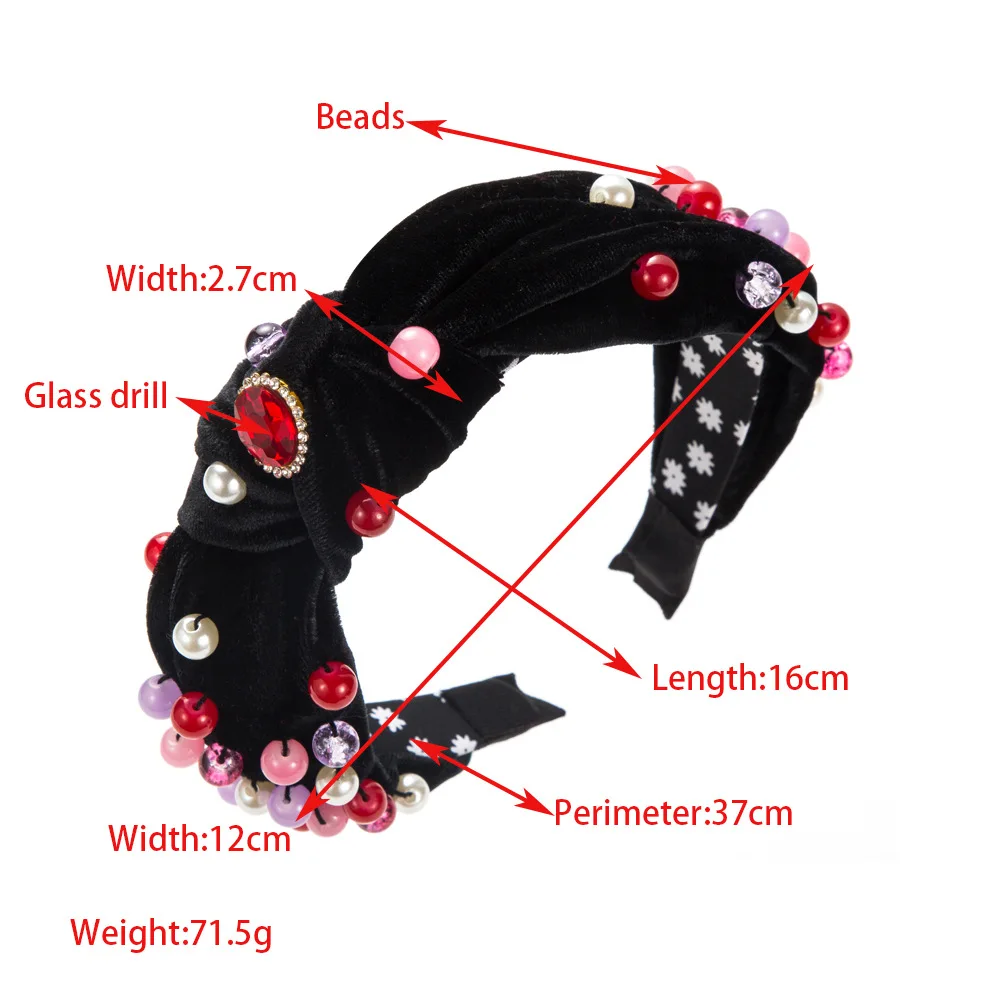 New Fashion Minimalist Hairband Flannel Hand Sewing Crystal Personalized High Quality Headband Female Hair Accessories