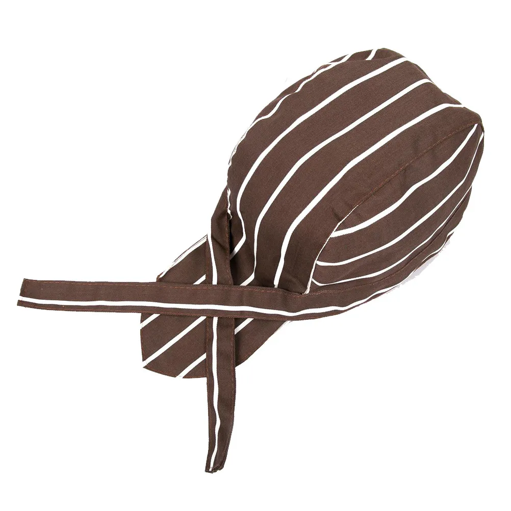 Gorro de camarero pirata, gorro de chef a rayas, gorro de cocina a prueba de polvo, gorro de trabajo para camarero de restaurante, uniforme de cocina