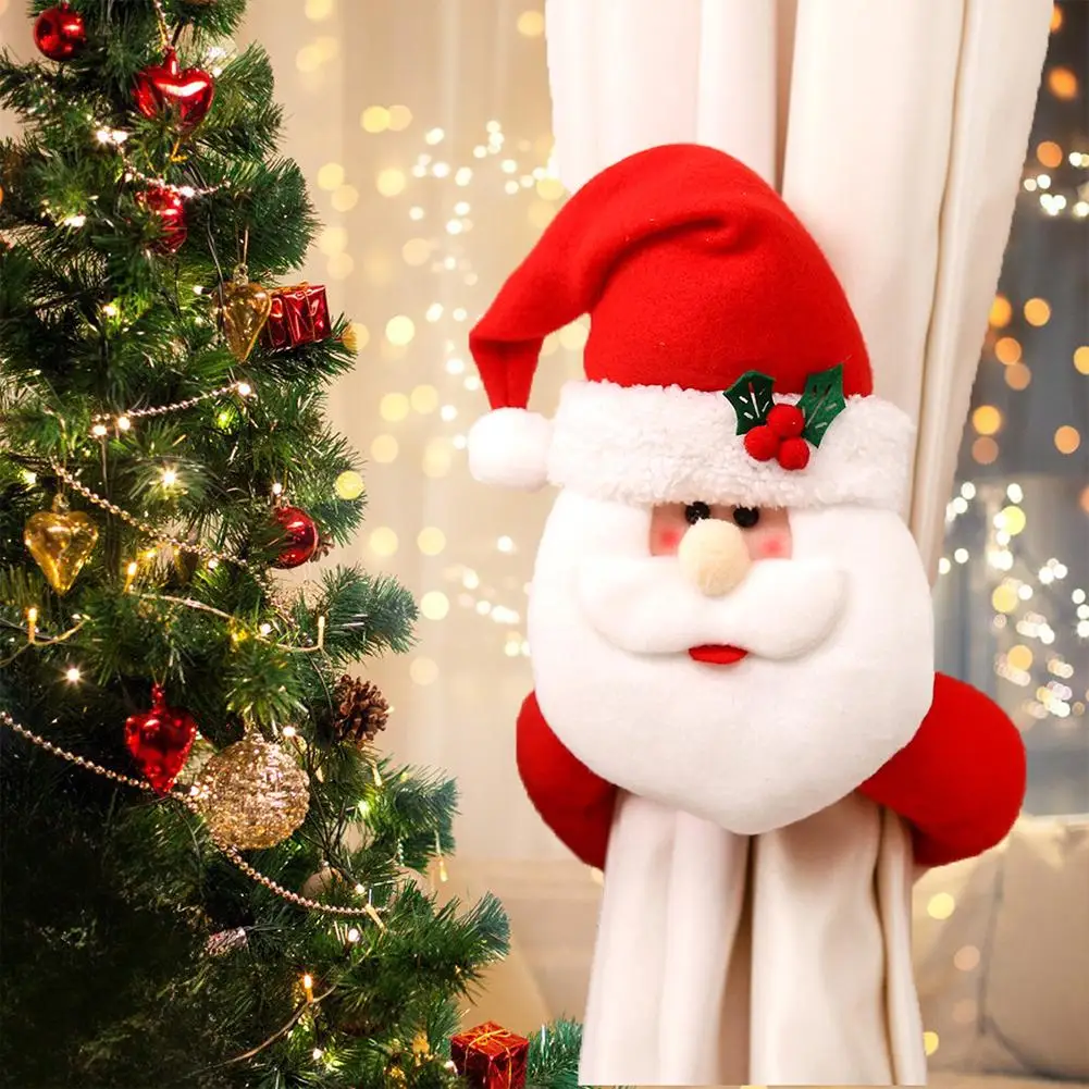 Christmas Curtain Buckle Cute Cartoon Santa Snowman Elk Shape Curtain Tieback For Home Bedroom Office Decoration