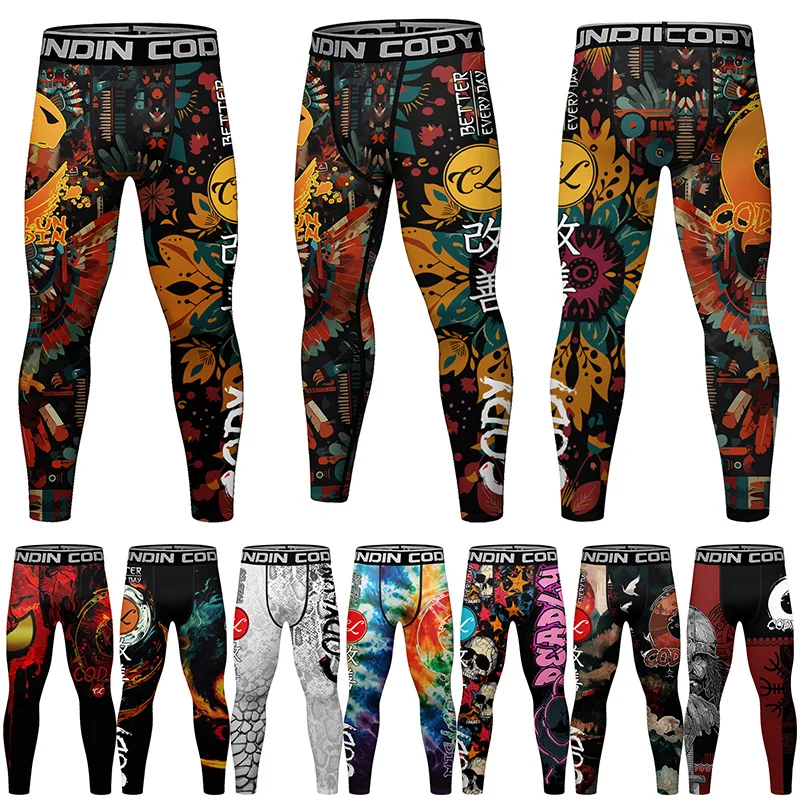 Rashguard boxe mma calça grappling spats texto completo impresso leggings de compressão collants-corrida bjj, mma roupas esportivas