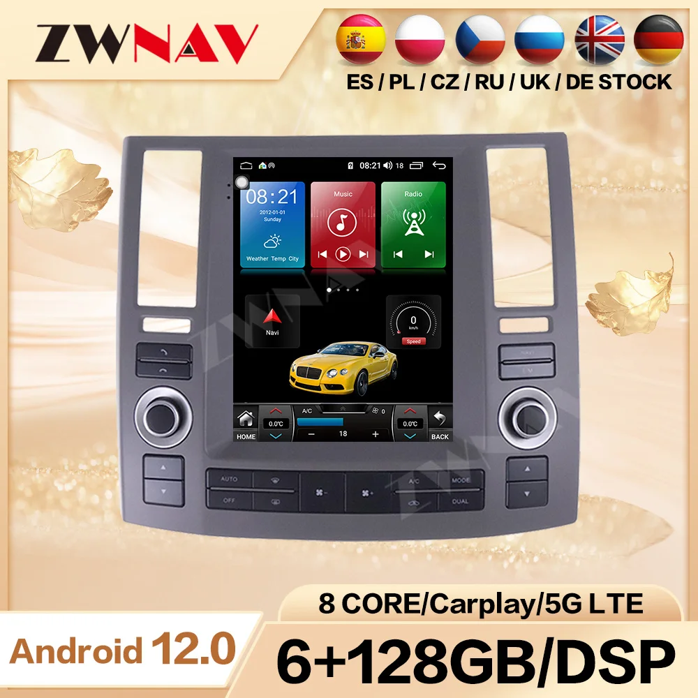 Android 12 Carplay Radio Video For Infiniti FX35 2006 2007 2008 2009 Tesla Multimedia Player Auto Touch Screen Stereo Head Unit