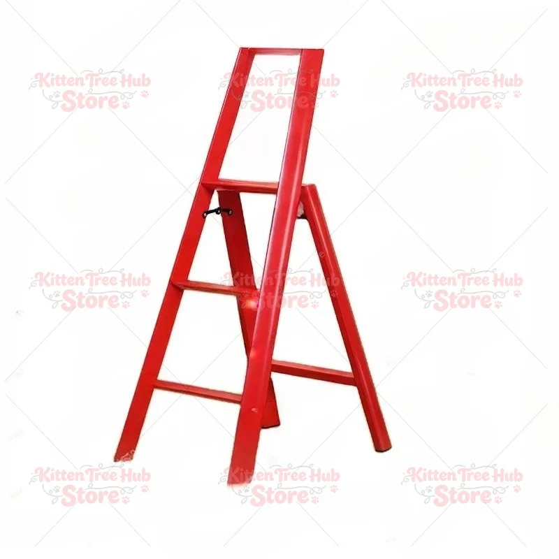 Red foldable ladder Multifunctional herringbone ladder Aluminum alloy non-slip thickened 3-step ladder