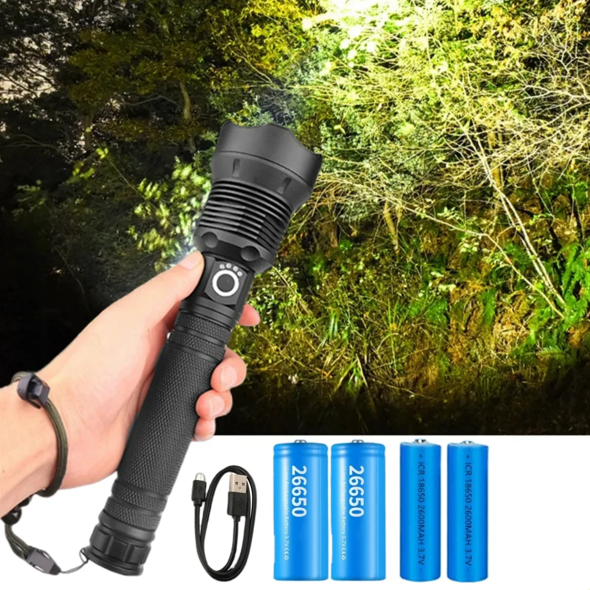 High Power LED XHP70.2 Flashlight Super Bright Long Range Torch USB Rechargeable Powerful Tactical Hand Lamp Camping Lantern