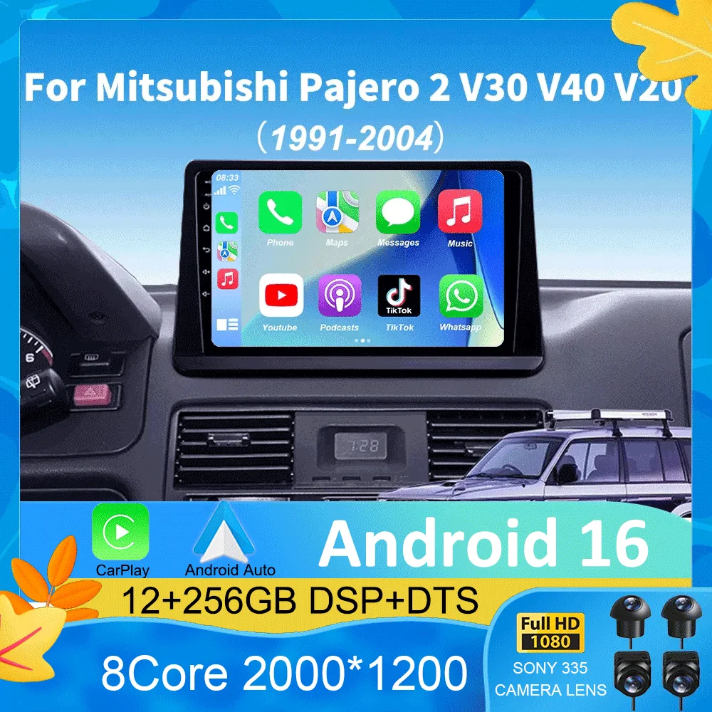 

For Mitsubishi Pajero 2 V30 V40 V20 1991 - 2004 Car Radio Multimedia Video Player Navigation stereo GPS Android 16 No 2din 2 din