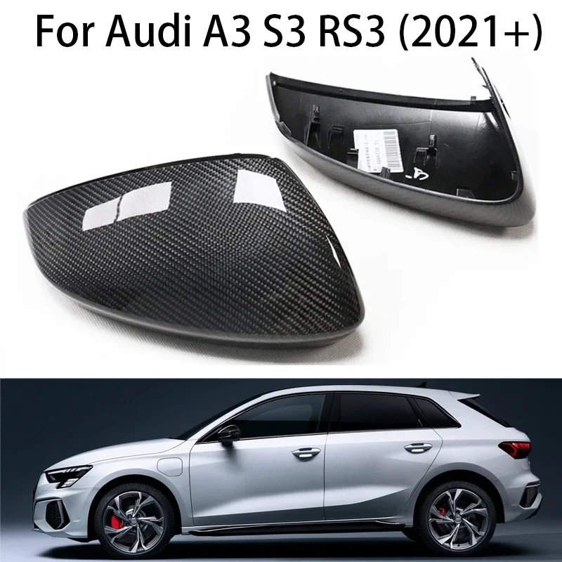 

For Audi A3 S3 RS3 2021 Carbon Fiber Car Side Rearview Mirror Covers Caps Replacement/Add On Style Accessories for vehicles