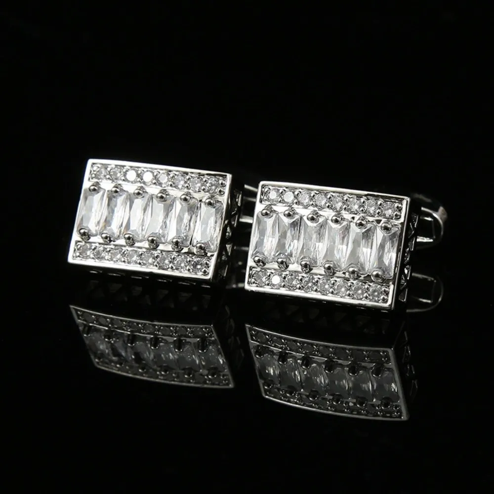 

Creative Shiny Strip Zircon Tie Clip Alloy Vintage Cuff Links Classic Colorful Sleeve Button Men's Suit Accessory