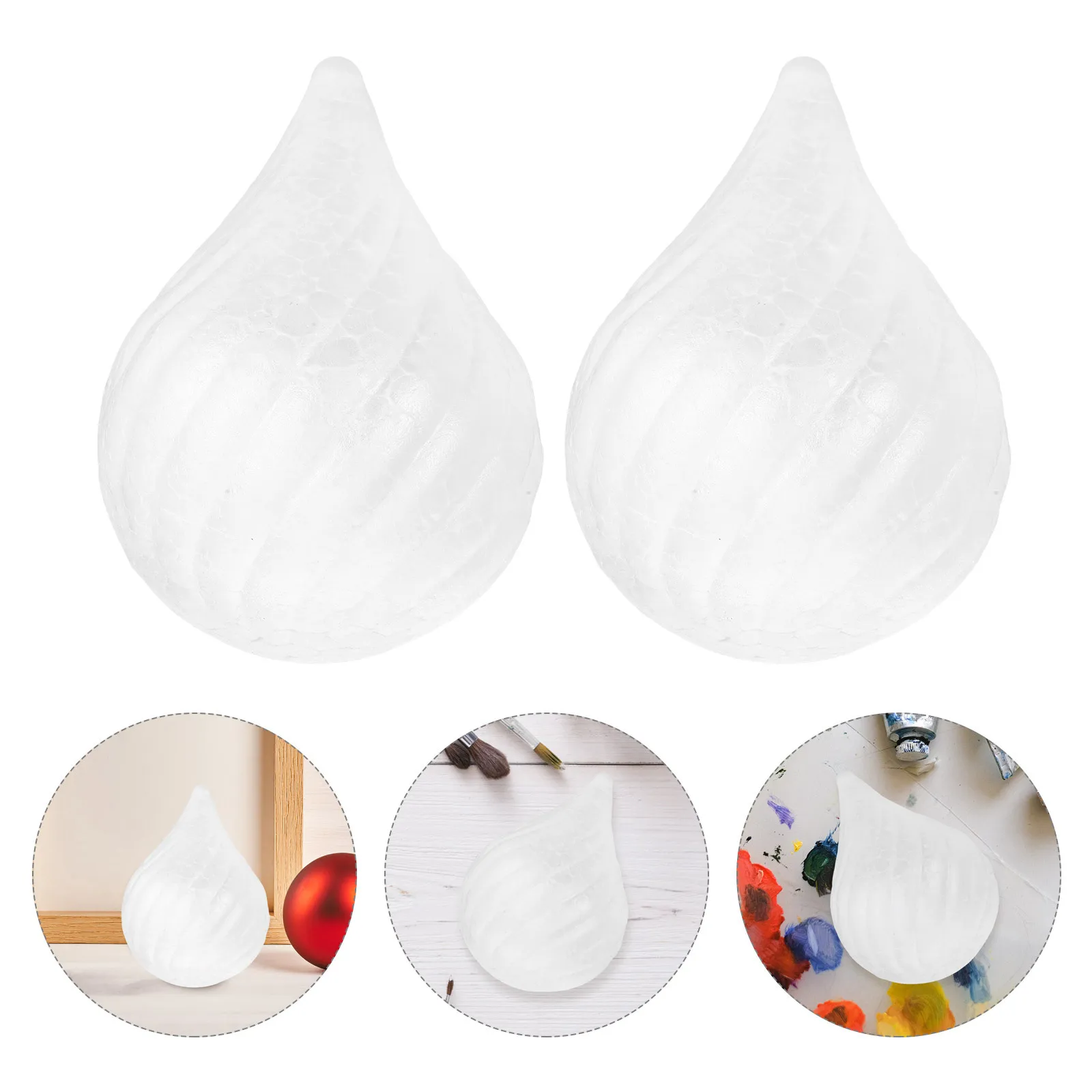 

6Pcs White Polystyrene Foam Ball Water Drop Shape Smooth Balls for Christmas DIY Craft Home School Projects Foam Ball