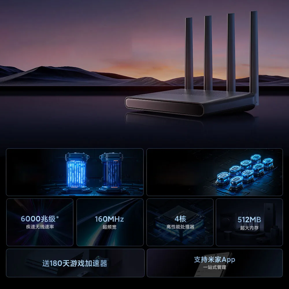 Xiaomi Redmi Router AX6000 5952Mbs WiFi6 512MB Quad-core CPU Mesh Repeater External Signal Network Amplifier Use With Mijia APP