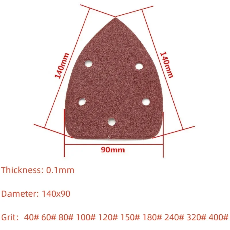 Triangle Sandpaper 140x90 Mouse Sandpaper 5 Hole Sanding Disc 40-400 Grits Wall Polisher Wood Products Grinding Polishing Metal