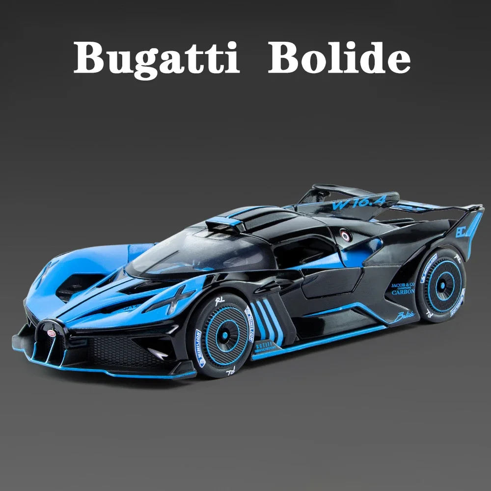 1:24 Bugatti Bolide Supercar Diecast Alloy Luxury Car Model Sound and light Pull Back Car For Children Toys Collection Gift