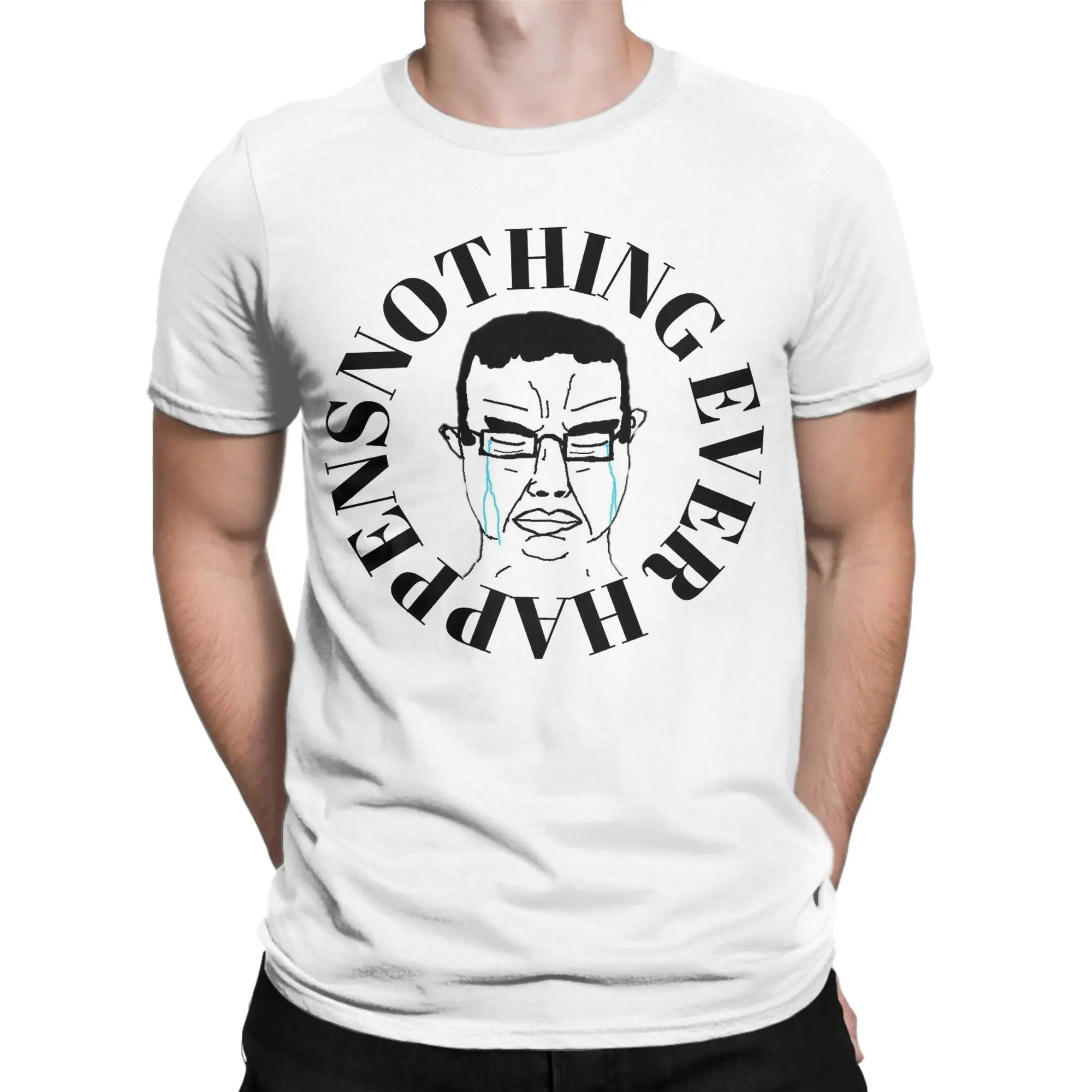 Men T-Shirts Chudjak Chud Meme Nothing Ever Happens Pure Cotton Tee Shirt Short Sleeve Funny T Shirt Crew Neck Tops Gift Idea