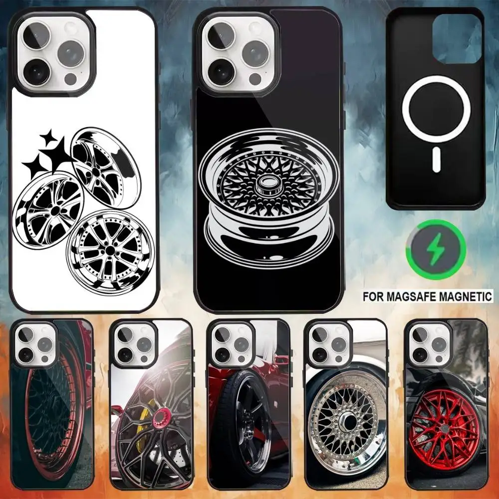 

C-car W-wheels Phone Case For iPhone17,16,15,14,13,12,11 Plus,Pro Max Magnetic For Magsafe Wireless Charging