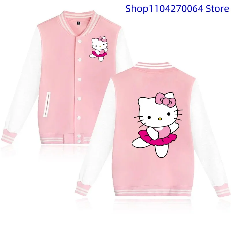 Kawaii Anime Hello Kitty Cute Cartoon Boys Clothes Girls Baseball Uniform Spring Autumn Hoodies Kids Tops Pokemoned Jacket