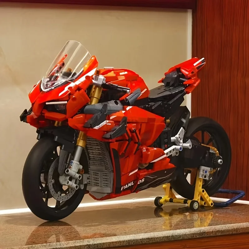 

2129 particle motorcycle assembled building block toys, motorcycle models, desktop decoration for car lovers like gifts, without