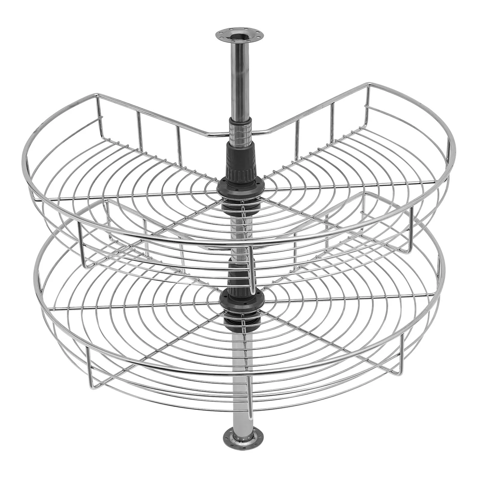 2 Tier 360° Rotating Kitchen Shelf 23.62 Inches Removable Basket Shelf Organizer Base Cabinet Space-Saving Storage