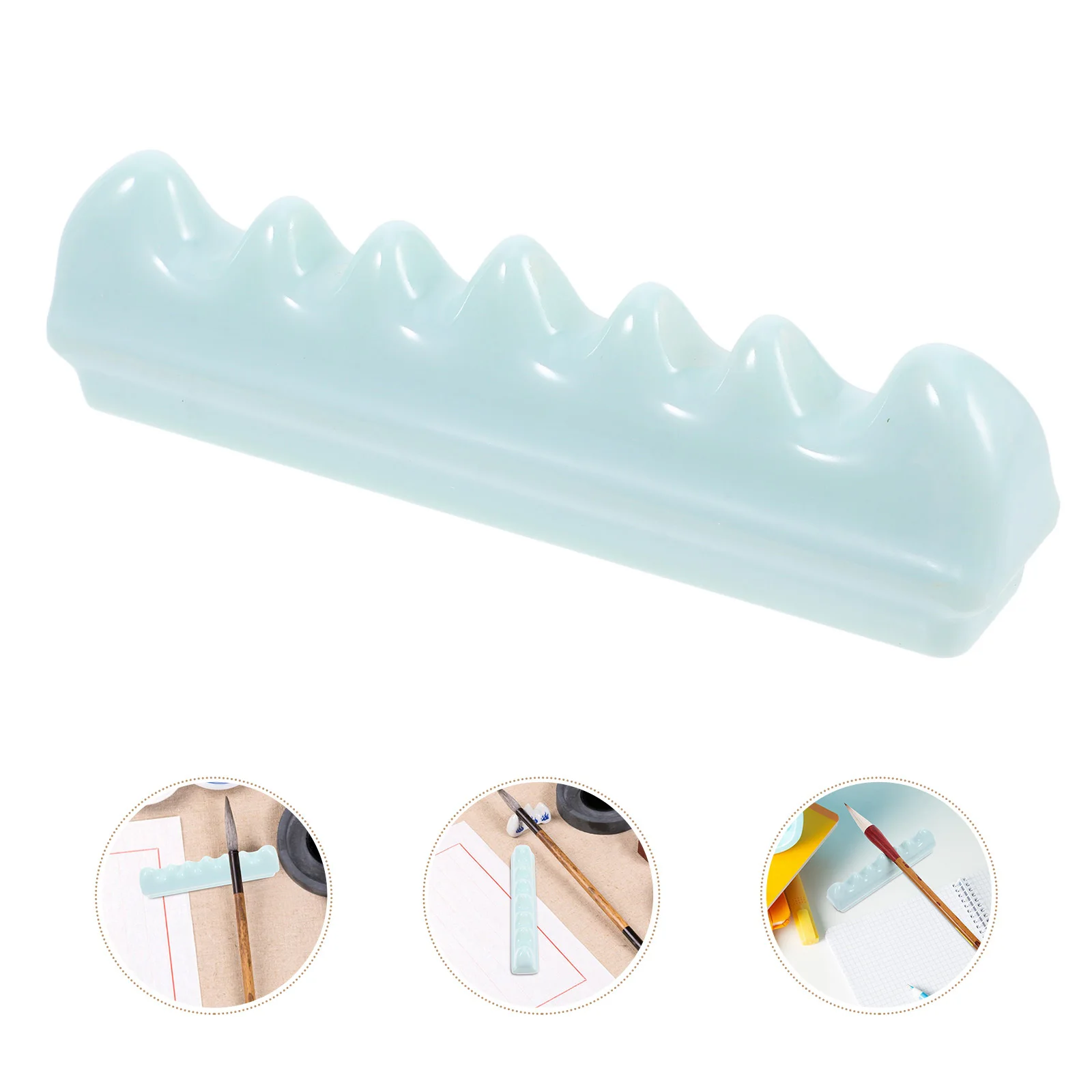 

Elegant Ceramic Brush Rest Holder Imitation Jade Glaze Durable Desk Accessories Calligraphy Practice Pen Organizer Aesthetic