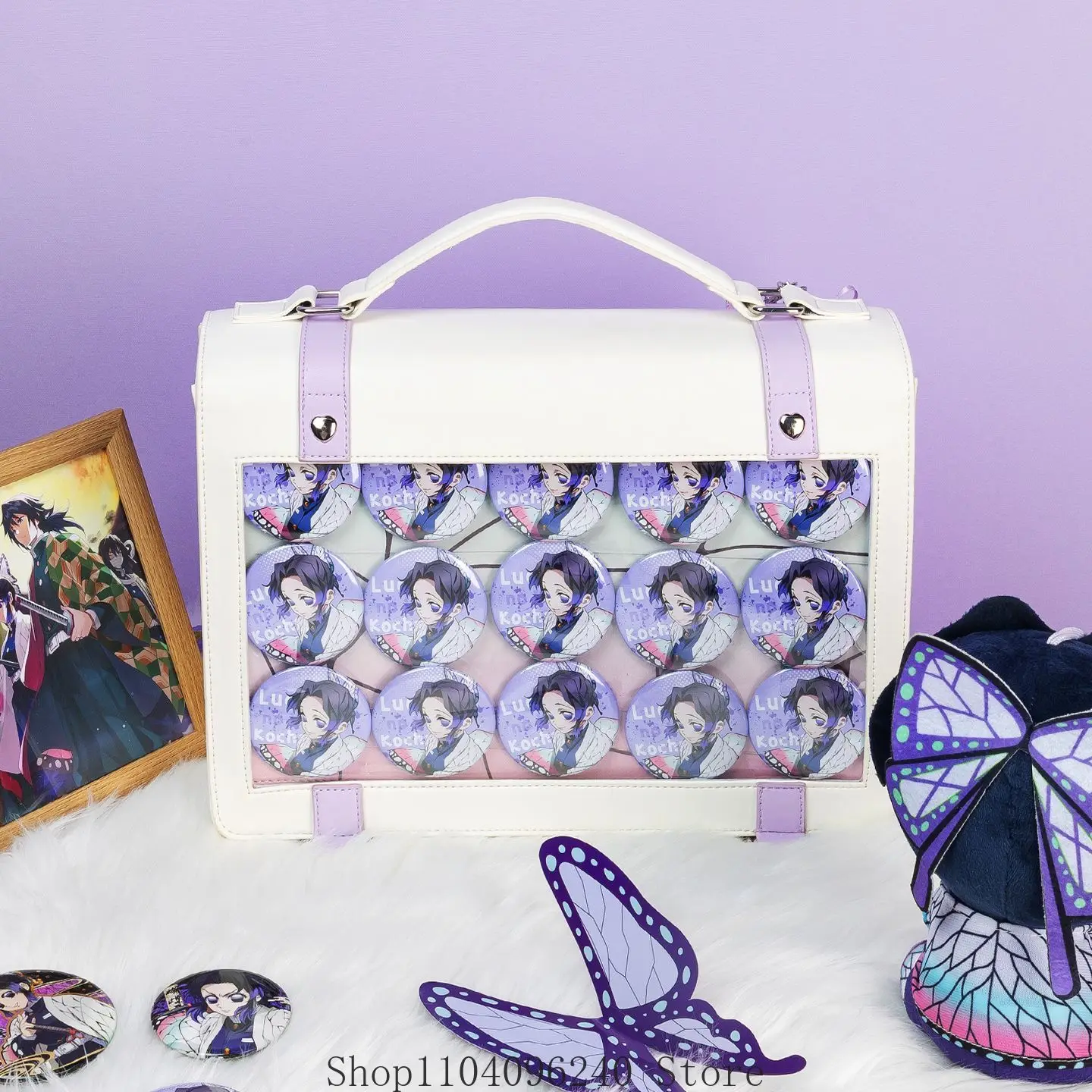 

Kimetsu no Yaiba Shinobu Kochou Cartoon Itabag Messenger Bag Fashion Handbag Cosplay Shoulder Bag Student Gift