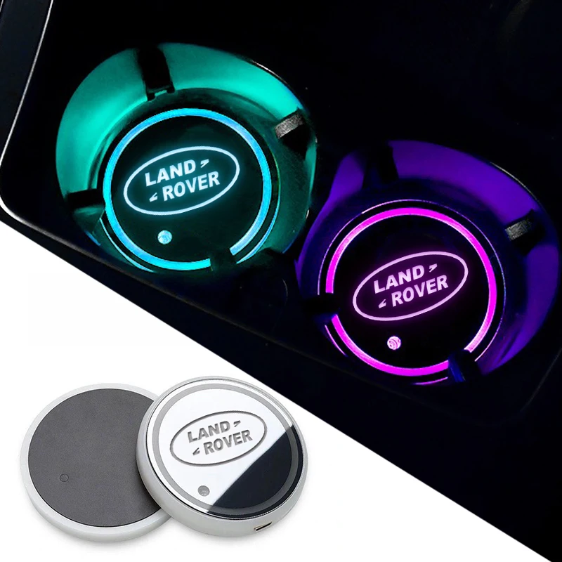 1/2pcs Colorful Universal LED Car Cup Holder RGB Light Mat Pad For Land Rover Range Rover L322 Sport Discovery 4 Freelander