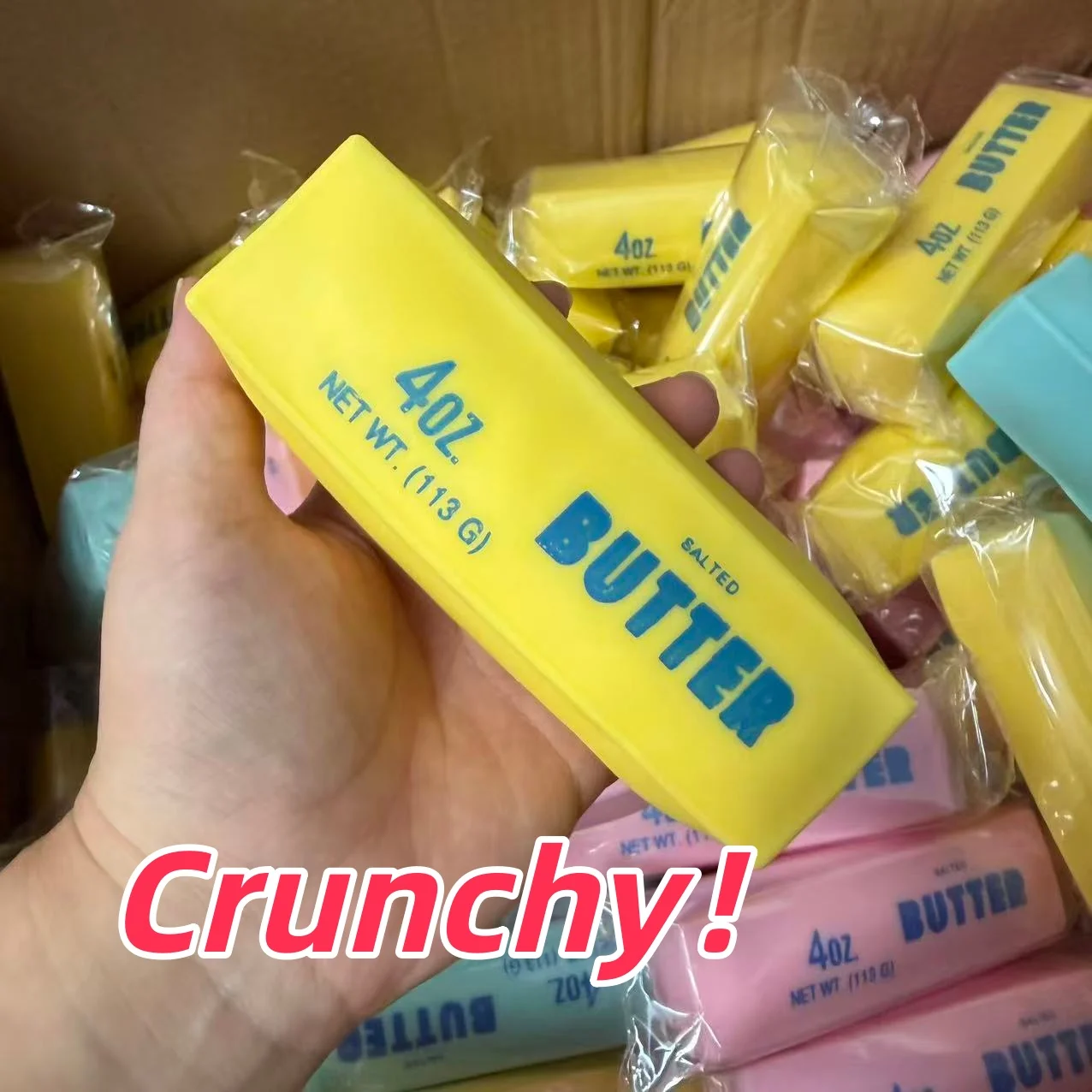 Butter-Stick Squishy Stressball Knuspriges Langsam Zurückfederndes Quetschspielzeug Knisterndes Sensorisches Fidget-Spielzeug Angstlinderung Handübung Geschenk