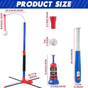 Brinquedo de beisebol infantil com suporte de bola suspenso, T-bola em pé, lançador automático, altura ajustável, conjunto de beisebol infantil, 3 em 1 8 principais vendas boneco beisebol - №7