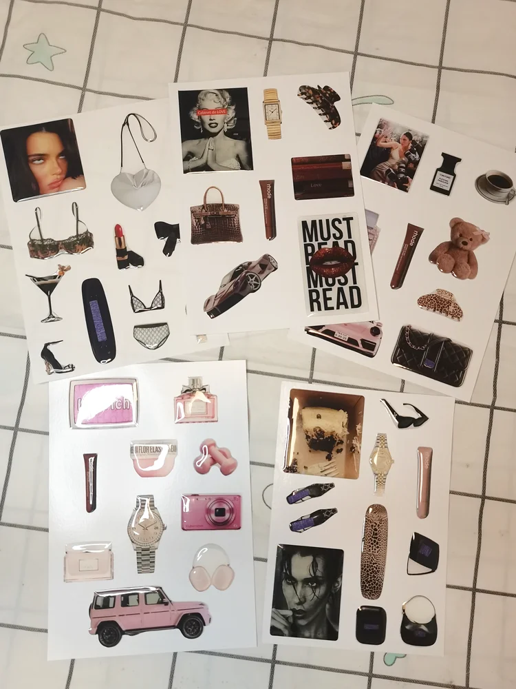 

5 листов/упак. модные наклейки из смолы для чехла для телефона 3d DIY декоративные