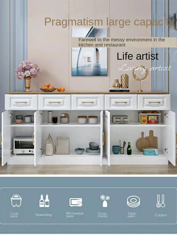 Solid wood sideboard simple modern living room sideboard household cabinet extended white cabinet sunscreen balcony locker.