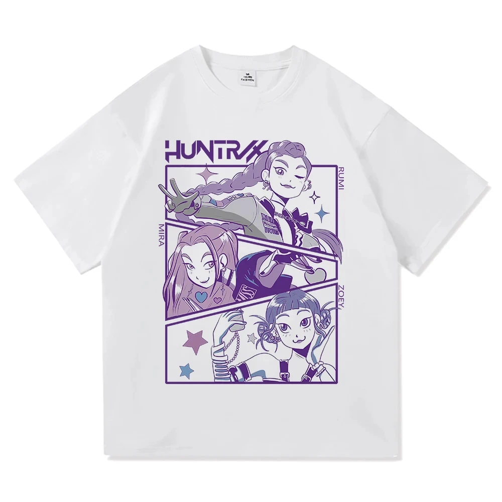 شيطان الصيادين 2025 فيلم الرسوم المتحركة تي شيرت Huntrix Girl Group Men_women الملابس خمر Harajuku بلايز عالية الجودة القطن بلايز