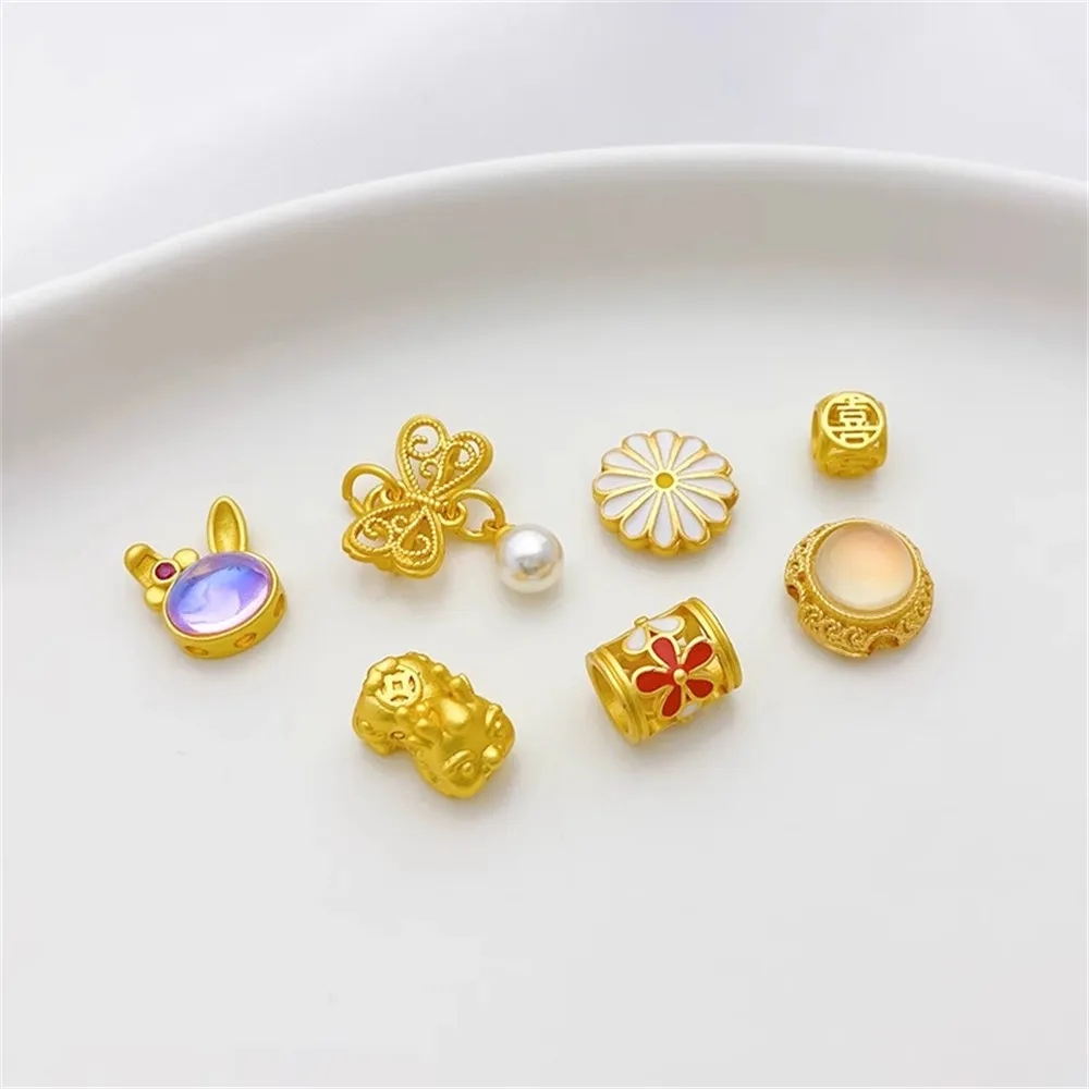 

Ancient Golden Rabbit Daisy Wealth Attracting Pixiu Bucket Separated Scattered Beads DIY Strands Bracelets Jewelry Accessories