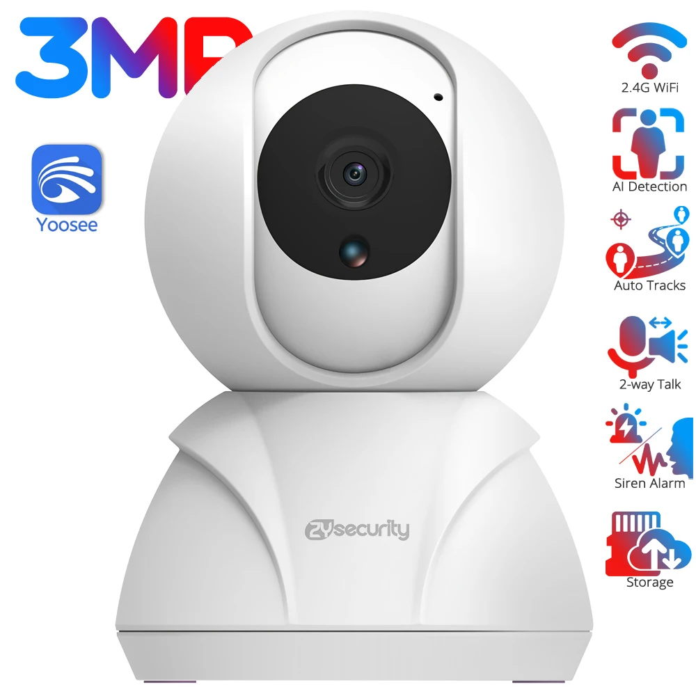 3MP Wifi IP Camera 1080P Auto Tracking Cloud Wireless Home Security Camera CCTV SD Card Audio Video Surveillance Camera Yoosee