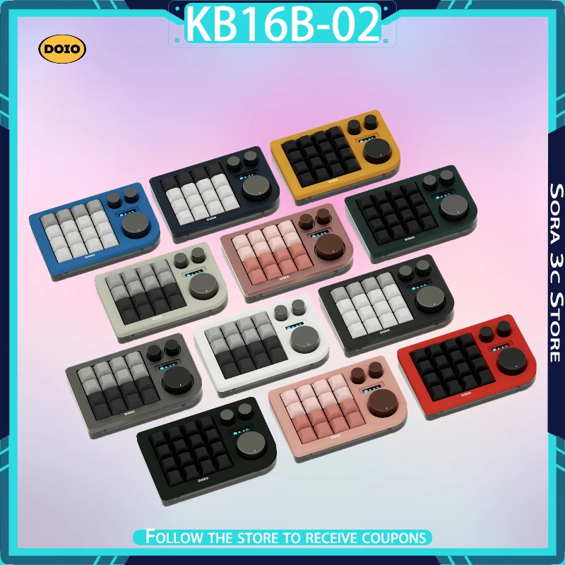 DOIO KB16B-02 Mini Mechanical Keyboard Bluetooth Dual-mode Customize 16 Key Positions QMK VIA Office Keyboard Pc Accessories