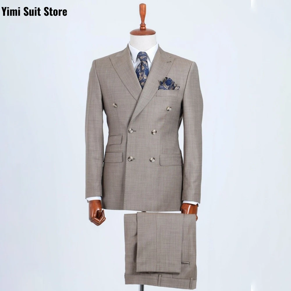 YiMinpwp スカイブルー メンズスーツ プロム用 メンズ ツーピース ダブルブレスト ブレザー ベスト パンツ 高級 フォーマル パーティー 新郎 タキシード XS-5XL