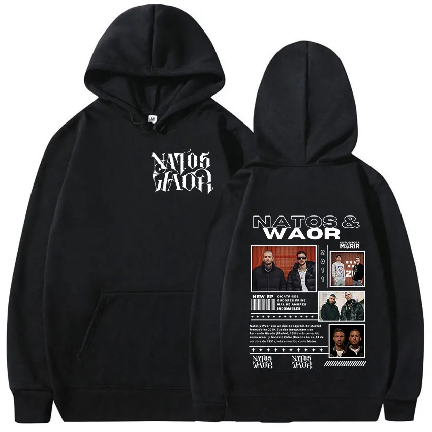 Rapper NATOS WAOR Tour 2025 Graphic Hoodie Men's Vintage Fashion Oversized Sweatshirt Hip Hop Loose Pullover Hoodies Streetwear